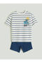 Lcw Baby Ecru Crew Neck Boys' T-Shirt and Shorts 2-Piece Set