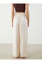 Beige Women's Beach Pants with Elastic Waist - 6