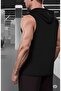Men's Black Hooded Sleeveless Plain Undershirt Tshirt - 3