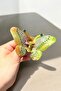 Green Color Butterfly Figured Stone Detailed Bone Peg Buckle - 2