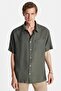 Men's Relax Fit Comfortable Modal Fabric Single Pocket Short Sleeve Khaki Shirt - 4