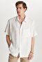 Men's Relax Fit Comfortable Modal Fabric Single Pocket Short Sleeve White Shirt