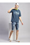 Men Printed Teal Round Neck Half Sleeve Regular Fit T-Shirt - 5