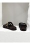 25Y5608 Buckle Detail Banded Khaki Leather Flat Sole Slippers for Women - 5