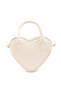 Cream Shk236 Faux Leather Zippered Single Compartment Heart Model Hand, Arm and Shoulder Bag