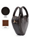 Brown Color Shk236 Faux Leather Zippered Single Compartment Heart Model Hand, Arm and Shoulder Bag - 5