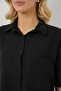 Women's Short Sleeve Linen Look Shirt 20336 - Black - 5