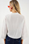 Women's Striped Oversize Short Shirt 20326 - White - 6