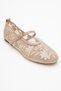 Juny Beige Mesh Flower Embroidered Women's Ballerina Shoes - 3