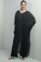 Women's Chiffon Stone Detail Cape Wide Leg Lycra Plus Size Jumpsuit