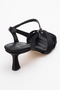 Melin Black Satin Cross Strap Women's Heeled Shoes - 5