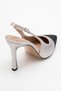 London Beige Black Silver Stone Women's High Heeled Shoes - 5