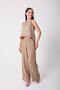 Women's Beige Muslin Linen High Waist Palazzo Trousers - 2522 - 3