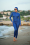 Women's Pool/Sea/Beach Long Front Zipper Detailed Checkered Swimsuit Jumpsuit - 2