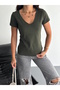 Women's Premium Modal V-Neck Basic T-Shirt - Soft Textured, Stretchy Fit, Suitable for Casual & Stylish Combinations