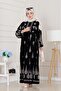 Half Button Robe Eslem Dress-Black - 2