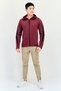 Men Sportswear Fit Brand Logo Long Sleeves Outdoor Hoodie, Maroon - 3