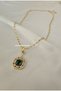 Steel Necklace Leyla Necklace Green Baguette Necklace - 2