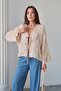 Lace Closure Tassel Patterned Shirt Beige 9360 - 5