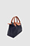 Neylo Zipper and Magnet Closure Parachute Fabric Cross Strap Handbag Black-Tan - 3