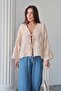 Lace Closure Tassel Patterned Shirt Beige 9360