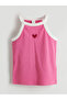 Fuchsia Halter Neck Girls' Undershirt 2-Piece Set - 2