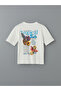 Ecru Crew Neck Printed Oversize Women's T-Shirt - 6