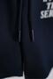 Text Printed Lace Detailed Navy Blue Color Boy's Capri - 4