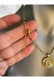 Letter B Stainless Steel Necklace 40+5 cm - 3