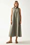 Mixray Collection Crew Neck, Sleeveless A-Form Maxi Dress - 7