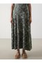 Lcw Grace Khaki Elastic Waist Floral Women's Skirt - 2