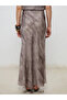 Soulife Beige Loose Fit Textured Satin Skirt - 4