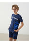 Giyçık Store Den Navy Blue Crew Neck Real Madrid Printed Boys' T-Shirt and Shorts
