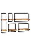 Wall Shelf Set 5 Pieces Solid Acacia Wood and Steel