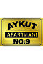 Gold Apartment Sign Silver Metal 30 X 42 cm Large Size with Double Sided Tape