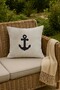 Navy Blue Anchor Straw Look Woven Punch Throw Pillow Cover - 2