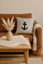 Navy Blue Anchor Straw Look Woven Punch Throw Pillow Cover - 4
