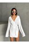 Women's White Miyabi Double Breasted Kimono with Belt Detail