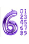 Purple Color Large Foil Number Balloon for Birthday Party / Age 6 - 2