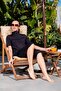 Short Sleeve Black Semi-Covered Swimsuit-2544 - 3