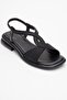 Aurora Black Genuine Leather Stone Women's Sandals - 3