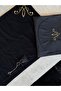 Black Velvet Yellow Logo Embroidered Men's Prayer Rug Special Production - 2