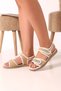 Hsr6005 Women's Straw Sandals Stylish Summer Beach Vacation Straw Casual Velcro Sandals - 7