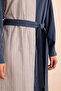 Navy Blue Striped Garnished Cotton Shirt Dress - 4
