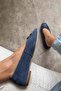 Effie Bow Khaki Leather Suede Women's Ballet Blue - 3