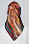 Silk Scarf Twill Nostalgia Blue Green Yellow Brick - 4