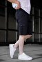 Black Color Cargo Pocket Gabardine Men's Shorts - 3