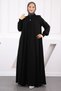 Black Sleeve Elastic Zippered Ferace - 2