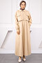 Beige Jacket Combination Waist Elastic Dress