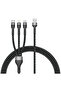 Black Shira Series 3 in 1 USB Cable 150Cm-Klfs